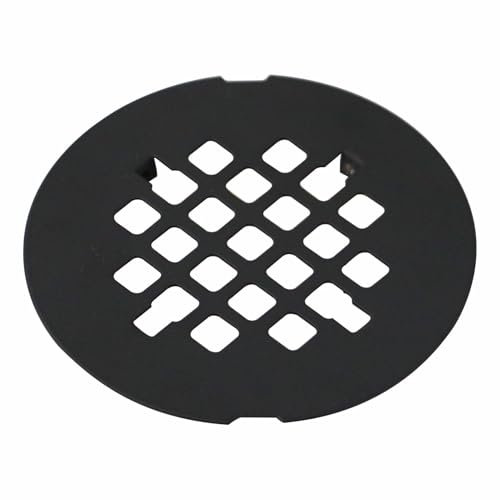 Cubierta de drenaje de ducha negra a presión de 4-1/4 pulgadas de diámetro exterior redonda cubierta de rejilla de acero inoxidable negro mate fácil de instalar