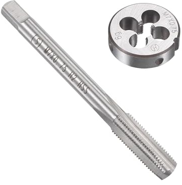 Unifizz M7 x 0,75 mm metrisches Gewindeschneider-Set, Maschinengewindebohrer mit rundem Gewindeschneider, Gewindebohrer und Schneideisen-Set für Mutterschrauben, Bolzen, Gewindereparatur