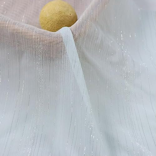 SYSUII 3M Glitzer Tüllstoff zum Nähen,150cm breit Chiffon Dekostoff Kostümstoff Leichter Glanz Stoff für Hochzeit Kleid Dekoration DIY Tutu Rock Party Deko Gardine Vorhänge Tischdecken Deko-Weiß