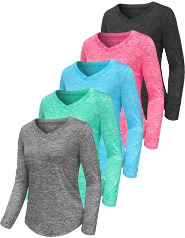 Sportshirt Damen Kurzarm V-Ausschnitt UPF 50+ Sport Fitness T-Shirts Atmungsaktiv T-Shirt Laufshirt für Funktionsshirt Workout Top Gym Yoga