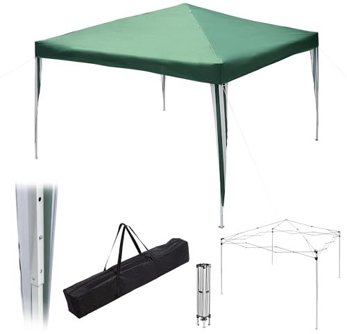 KADAX Klappbarer Gartenpavillion, 3x3x2,6m, Moderner Faltpavillon, Wetterfestes Faltzelt, Robuster Garten-Pavillon, Stabiles Partyzelt, Bierzelt (Dunkelgrün)
