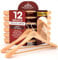 12 Kleiderbügel aus Holz Breite Schulter Holzbügel Farbe Naturholz - RealGruccia mit Hosensteg Polierter Oberfläche Drehbaren Hakens und Abgeschrägte Profile - 24x45cm