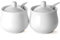 zeeooil Sugar Bowl with Lid and Spoon Set of 2 White Sugar Pot Container (G2)