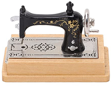 1:12 Puppenhaus Miniaturmöbel Nähmaschine Schneider Spielzeug Puppenhaus Vintage Dekoration Zubehör, Retro Miniture Nähmaschine Vintage Puppenhaus Sammlernähmaschine (Holzfarbe)