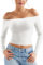 ZAAYO Long Sleeve Schulterfreies Oberteil Damen Y2K Crop Top Basic Langarmshirt Sport Tshirt Off Shoulder Gym Oberteil Damen White M