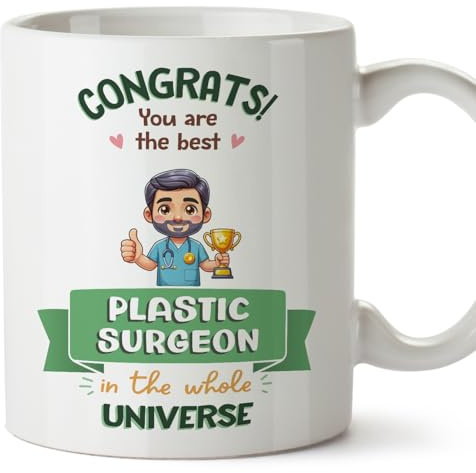 MUGFFINS Plastic Surgeon Man Mug - in English - Best in Universe Trophy - Funny Gift for Colleagues - Ceramic 11oz Mug