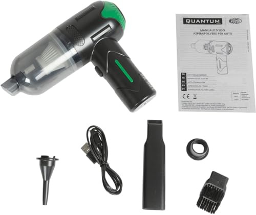 MAGNETI MARELLI Aspirateur de voiture rechargeable USB, 7,4 V, 60 W, puissant et compact, avec filtre lavable et accessoires inclus, idéal pour nettoyer, aspirer et souffler les voitures