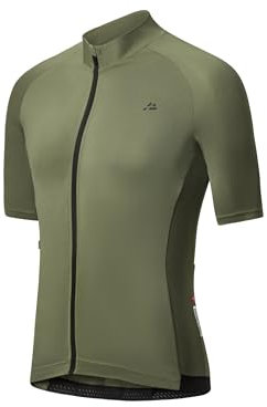 DANISH ENDURANCE Kurzarm Radtrikot Herren mit Reißverschluss, Fahrradtrikot mit Taschen, Schnelltrocknend Olivgrün M