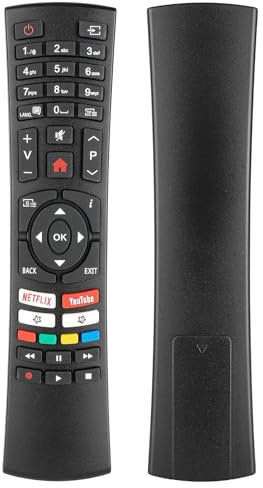 RC4390 RC4390P Télécommande Compatible avec Continental Edison/Telefunken TV CELED32S18B3 CELED32S419B3 CELED43S0119B3 CELED55SBF19B3 Contrôleur Remplacement avec Netflix PrimeVideo Boutons