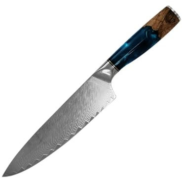 hoforife Cuchillo de Chef 20 cm Acero Damasco Japonés 67 Capas VG10 - Mango Ergonómico de Madera Natural con Estuche Regalo (Profesional para Cocineros y Amantes de la Gastronomía)