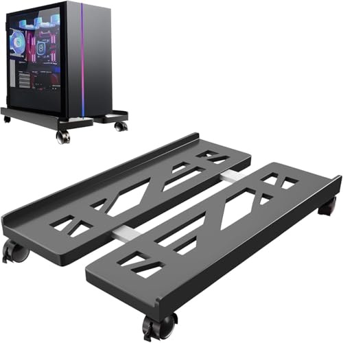 SVUPUE PC ständer,PC tower ständer,fürTower, Computer Desktop Ständer, Schreibtisch,Gamer, Studenten, Zuhause,Mit 4 Rollen,Schwarz