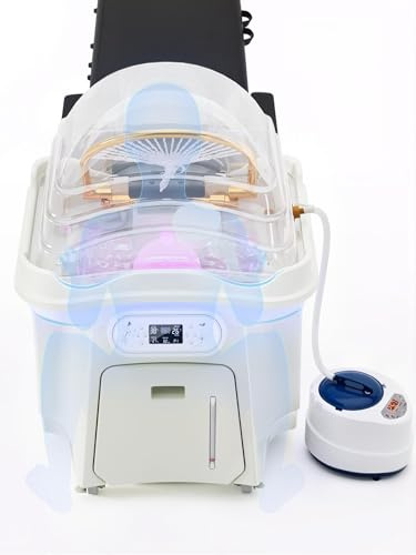 Équipement Japonais de Head Spa avec Fonction Vapeur, cascade à 360° et luminothérapie LED pour salons de beauté, spas et écoles d'esthétique.