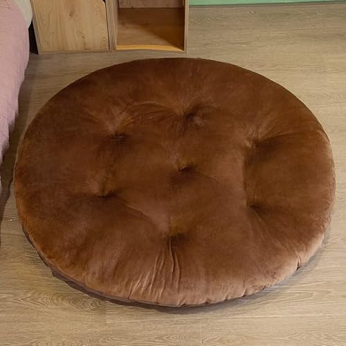 Großes rundes Bodenkissen, 50/80/100 cm dick, getufteter Samt, Meditationskissen, Bodenkissen für Erwachsene, Tatami, Yoga, Sitz- und Lesematte, weiche Sitzkissen für Kinder und Haustierbett (80 cm