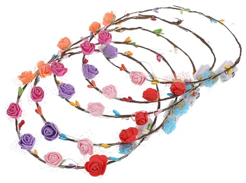 VALICLUD 5 Stück-pack LED Blumenstirnbänder für Frauen und Kinder Leuchtend Flexibel mit Blumenkranz für Hochzeit Festival Weihnachten und Halloween Zufälliger Stil