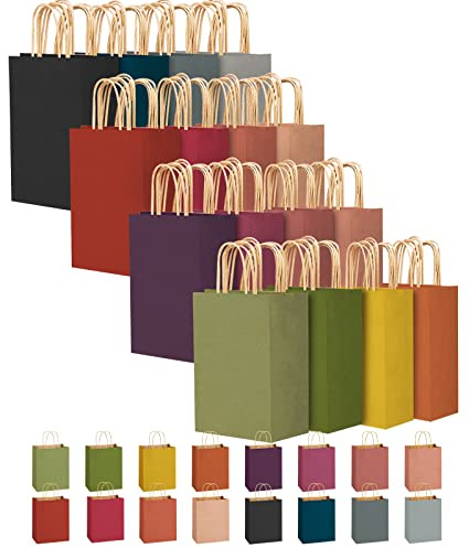 32 Stück Geschenktüten mit Henkeln, 18x8x22 cm – Bulk-Set aus Kraftpapier in 16 eleganten Farben Ideal für Kindergeburtstage, Baby-Shower, Hochzeiten, Weihnachten und Halloween
