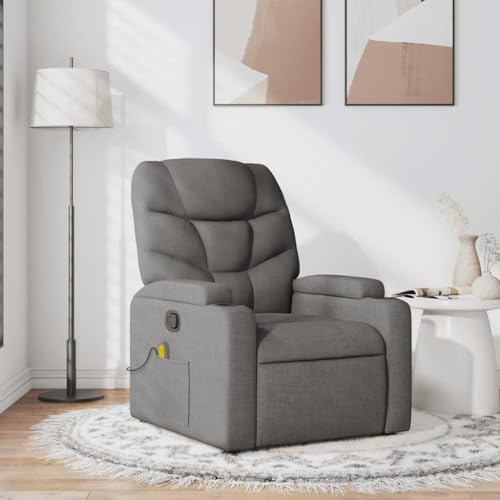 Hommdiy Massagesessel Dunkelgrau Stoff Sessel Verstellbare Rückenlehne Fernsehsessel Relaxsessel Liegesessel Polstersessel Ruhesessel