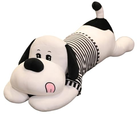 JORCEDI Riesiger Hund Kuscheltier Groß Plüschtier,60cm Liegender Hund Plüschtier Hundeumarmung Schlafkissen langes Kissen Puppe Puppe Puppe Geschenk für Jungen und Mädchen (150cm,Schwarz)