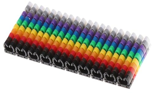 Pack Multi-Color Cable Labels, C-Type Wire Cable Marker Number Tags for 1.5-6mm² Wire Multicolor Pack of 100(Color-2)