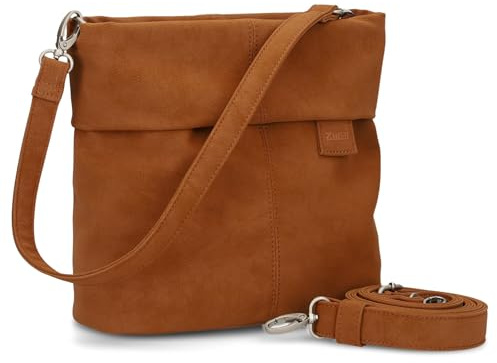 Zwei MADEMOISELLE.M M8 Umhängetasche Crossbody Bag Schultertasche (nubuk-cognac)