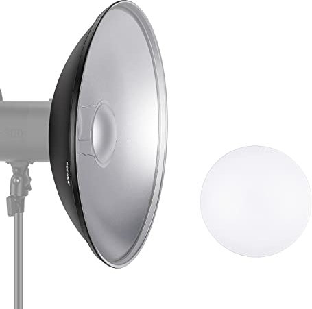 Neewer Riflettore di alluminio standard piatto di bellezza con diffusore bianco Calzino per Bowens Mount Studio Strobe Flash Light VC-400HS VC-300HH VC-300HHLR VE-300/41 centimetri
