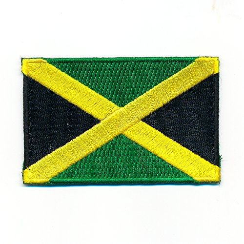 hegibaer 40 x 25 mm Jamaika Kingston Karibik Rastafari Bob Marley Flag Aufnäher Aufbügler 0992 A