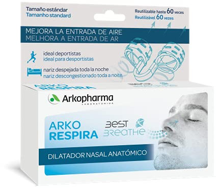 Arkopharma Arkorespira Dilatador Nasal Anatómico, Mejora la respiración, Anti Ronquidos, Nariz descongestionada y Despejada Toda la Noche, Ideal para Deportistas, Reutilizable