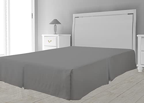Soleil d'ocre Intemporel Cache sommier Microfibre, Polyester, Gris, 140x190 cm