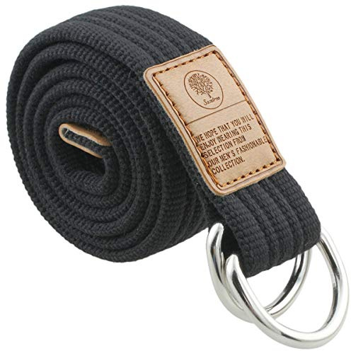 KYEYGWO Unisex Canvas Belts with Double D Rings Buckle, Adjustable Braided Webbing Belt for Men Women