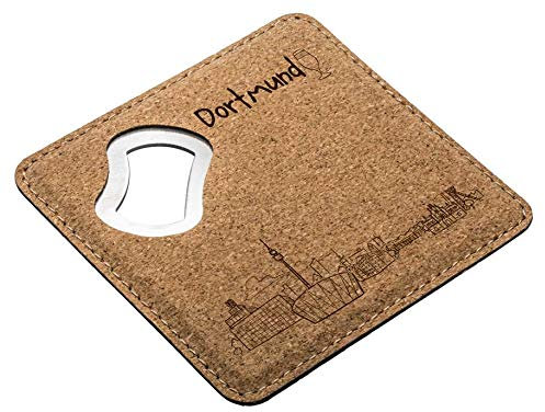 Untersetzer mit Flaschenöffner aus Kork Skyline Dortmund