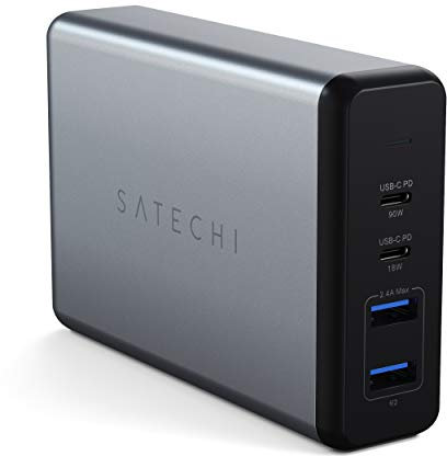 SATECHI Stazione di ricarica da tavolo 108W Pro – 2 porte USB-C PD e 2 porte USB A, compatibile con MacBook Pro/Air 2020/2019/2018, iPad Pro/Air M1, iPhone 16 Pro Max/16 Pro/16/16 Plus