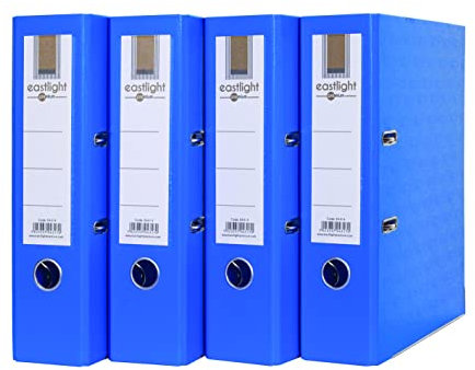 Eastlight A4 Extra Strong Blue Lever Arch Files Plastic on Board Folder Document Storage, 70mm Spine (Pack of 4)