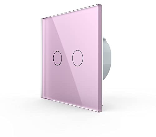 LIVOLO Rolladenschalter Touch VL-C702W-17 Pink Bunt Rosa 2 Weg Rolladen Lichtschalter Licht Schalter Wandschalter ein Fach hoch runter Glasrahmen Glas Blende