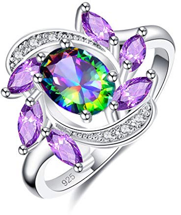 YAZILIND S925 Sterling Silber Ovale Farbe Lila Zirkonia Hochzeit Verlobungsring Elegante Frauen Brautschmuck 16.6