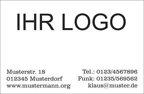 INDIGOS UG® - 100 Visitenkarten classic mit eigenem Logo - 300g Karton - 85x55 mm - Lack - matt - Business - Office - Büro - Geschäft - Firmengründung - Shop