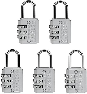 Cadenas à combinaison à 3 chiffres pour casier d'école – Combinaison réinitialisable sans clé – pour bagages, voyages, école, gym, boîte à outils, étui, casiers d'employé, argent