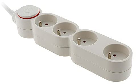 Bloc Home 4 prises 16A 2P+T avec interrupteur et fiche extraplate - Blanc - 3m - Zenitech