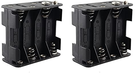 HALJIA 2PCS 12V 8 x AA Battery Holder Case, 8 x 1.5V 12V Plastic Battery Storage Box Double Deck Back to Back 8 Slots Battery Box Black