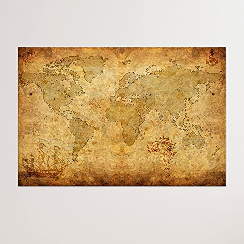 Advertising & Displays Werbecenter Berlin GmbH Leinwandbild 'Piratenkarte' - 60 x 40 cm - Druck auf Canvas Leinwand - moderner Kunstdruck - XXL Wandbild