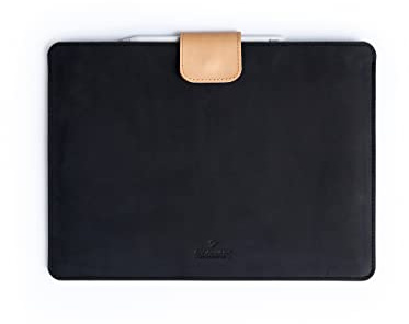 CITYSHEEP iPad Pro 11 inch sleeve, iPad Air 10.9”, iPad Air 10.5” 3/ 4, iPad 9th /8th /7th Generation, iPad 9.7”. Fits with Smart Keyboard, Folio or Cover attached. Natural Wool Felt, Leather. Black.