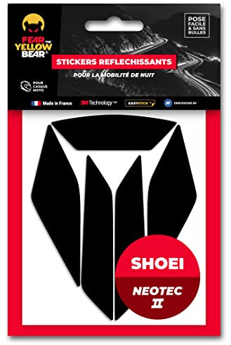 FYB© Set mit 5 reflektierenden Aufklebern, wiederverwendbar, kompatibel mit Helm Shoei Neotec 2 und 3™, 3M™ Technologie, Schwarz