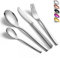 vancasso Cutlery Set for 6 People, 24 Piece Stainless Steel Cutlery Set Includes Forks Knives Spoons, Mirror Polished Cutlery Set, Noble Square Handle Design, Durable Home Kitchen Silverware Set
