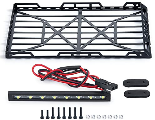 AXspeed Gepäckträger Träger Kleiner Dachträger mit LED-Licht für 1/24 Axial Scx24 AXI00002 JLU CRC RC Auto