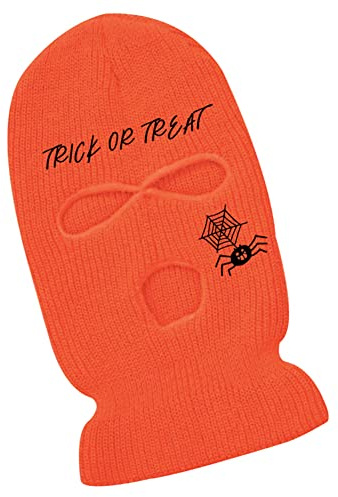 Tsangbaby Halloween 3 Loch Spinnennetz Gestrickte Sturmhaube Ski Maske Trick or Treat Neck Cover Winter Warm Mask Hut für Outdoor Sport