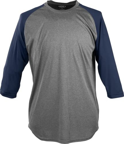Rawlings Herren 3/4-Arm Shirt Hemd, Graphit/Marineblau, XX-Large