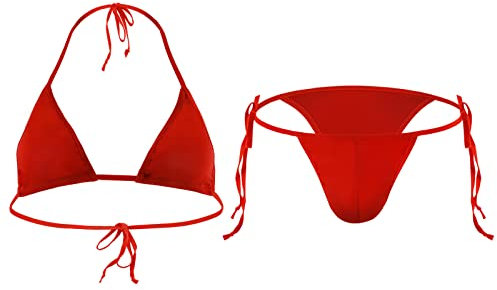 YJZQ Bikini Sissy pour Hommes Ensemble Soutien-Gorge et String Respirant Thong Hot sous Vêtement Ensembles de Lingerie Peignoir de Nuit Homme Pyjama Cosplay Culotte Ficelle Costume de Bain Halloween