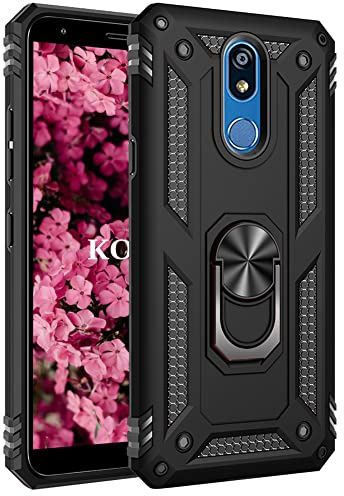 KOUYI Kompatibel mit LG K40 Hülle, Handyhülle Cover TPU Magnetische Bumper Stoßdämpfung Schutzhülle Stoßfest Cover Case mit 360 Grad Drehbar Ringhalter für LG K40 (Schwarz)