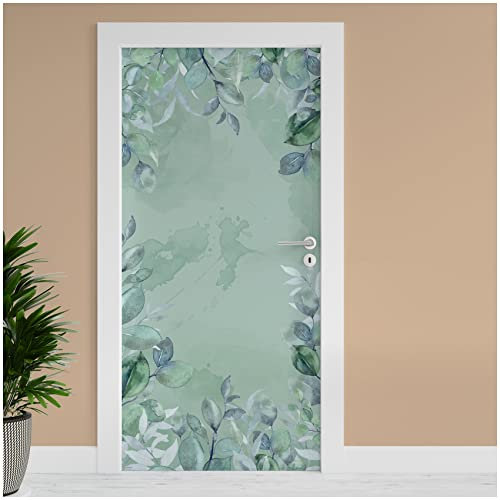 Finest Folia Türfolie 90x200 cm Türtapete Türposter Folie für Tür Wohnzimmer Kinderzimmer Küche Türaufkleber Bad Aufkleber selbstklebend TF02 (06 Eukalyptus)