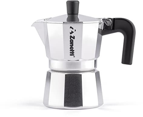 Zanetti, Mama - Cafetera Moka de aluminio, cafetera de 2 tazas, moka expreso con sistema antigoteo, junta de silicona, mango ergonómico