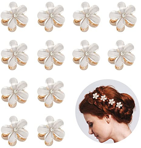 Cosswe 12 Pcs Mini pinces à cheveux,Mini Clips de Griffe,petites pinces à cheveux mignonnes, pinces à cheveux en forme de fleurs, accessoires de coiffure pour femmes et filles,mariage
