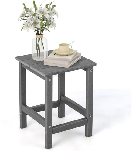 GIANTEX Balkontisch Gartentisch Klein, Garten Beistelltisch Wetterfest, Balkon Beistelltisch aus UV-beständigem HDPE, Patio Tisch bis 100 kg tragbar, Kleiner Tisch Outdoor 36x36x47 cm